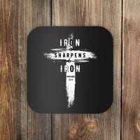 Iron Sharpens Iron Proverbs 2717 Christian Coaster thumb 0