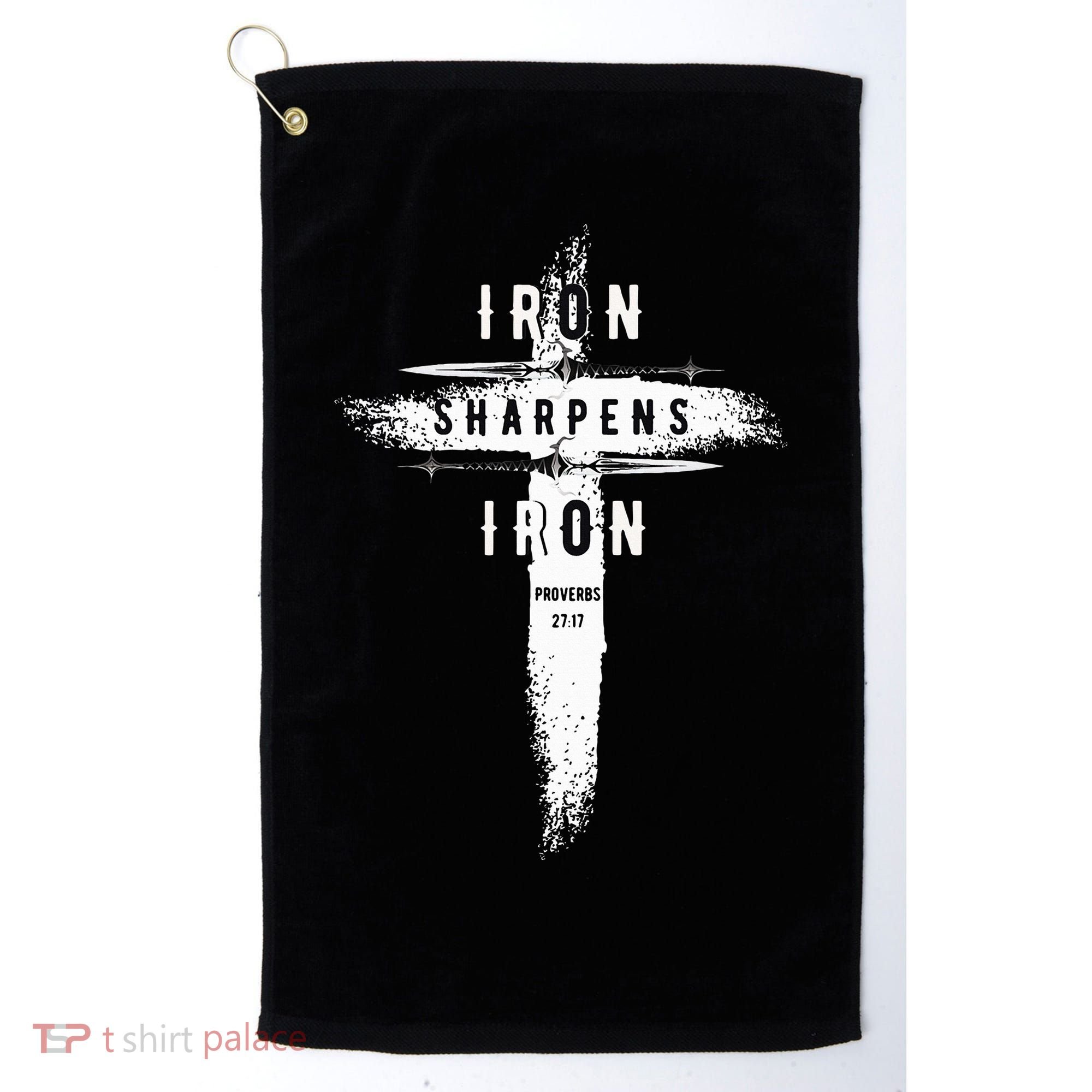 Iron Sharpens Iron Proverbs 2717 Christian Golf Towel