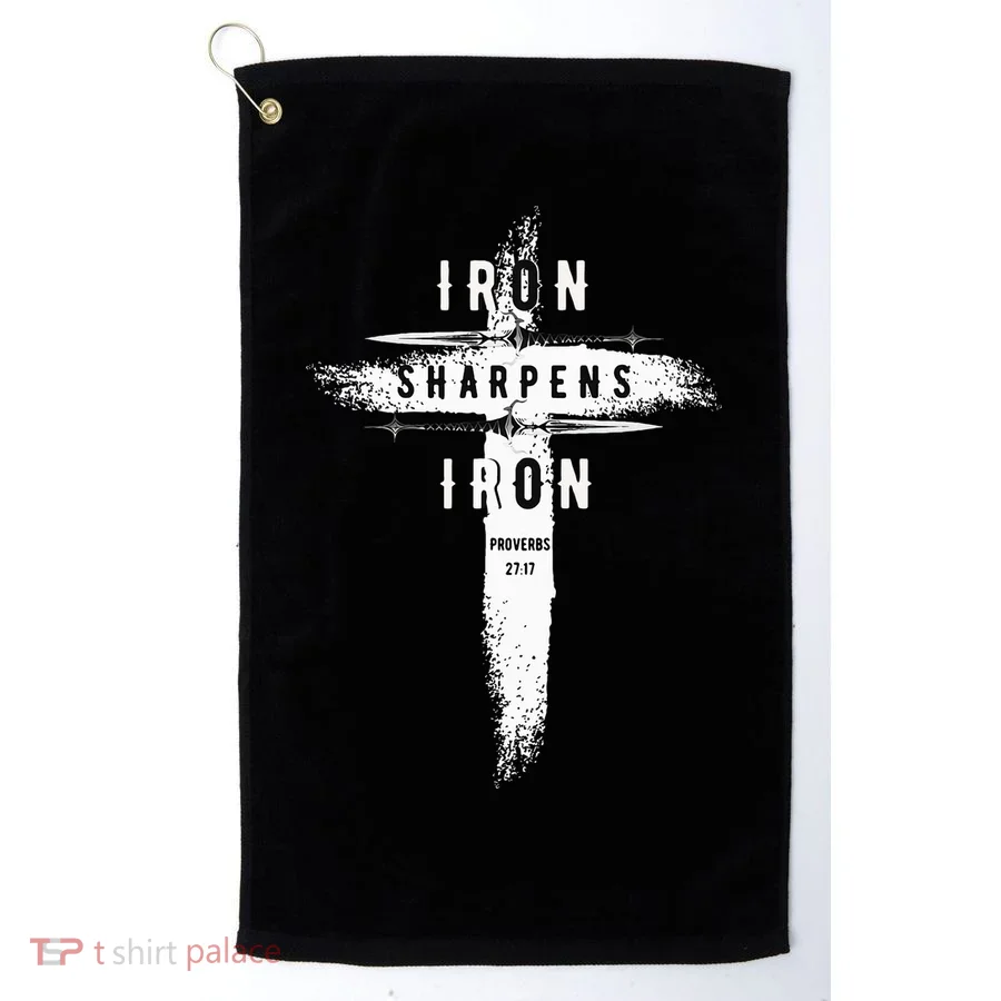 Iron Sharpens Iron Proverbs 2717 Christian Golf Towel