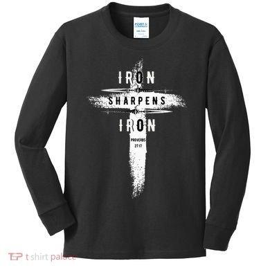 Iron Sharpens Iron Proverbs 2717 Christian Kids Long Sleeve Shirt