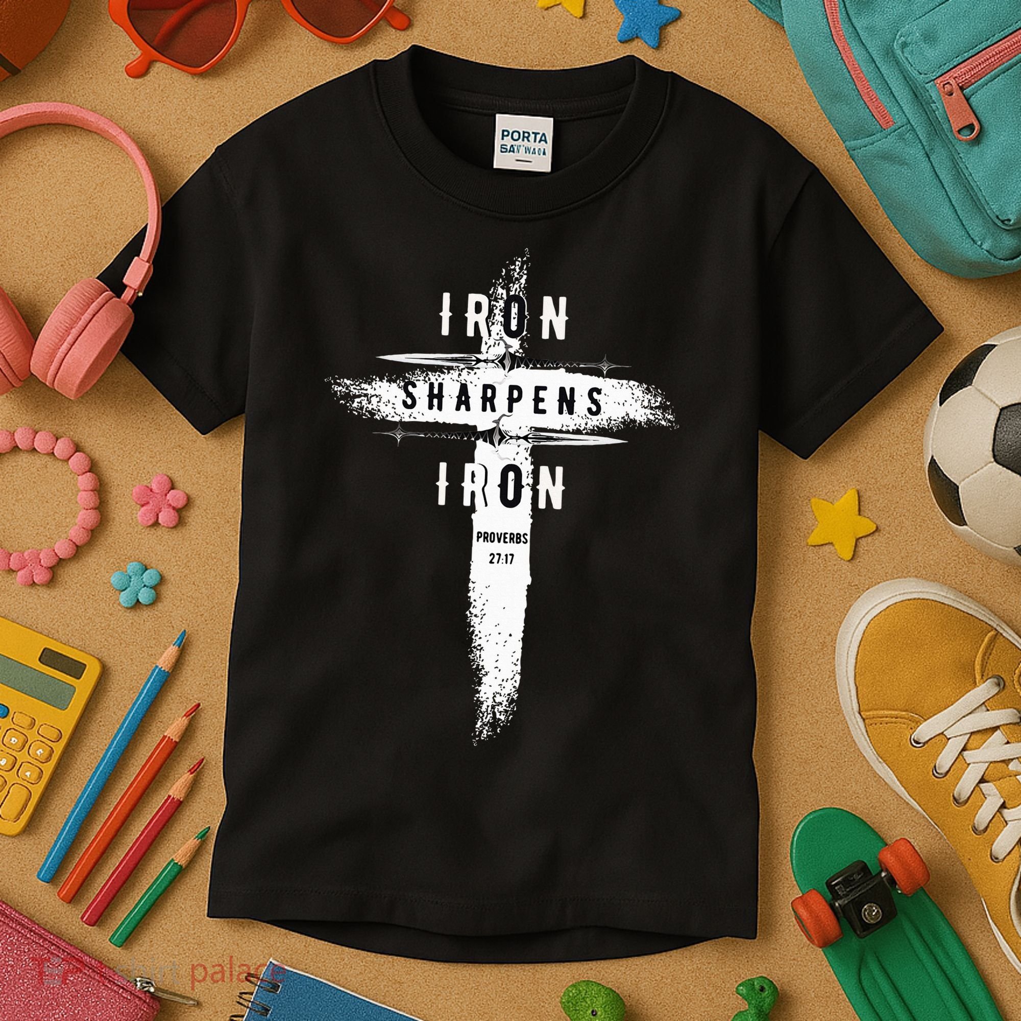 Iron Sharpens Iron Proverbs 2717 Christian Kids T-Shirt