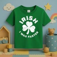 Irish Shamrock, I Was Faster Happy St Patrick Day Outfits Toddler T-Shirt thumb 3