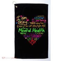 I'm Strong I'm Okay Funny Mental Health Awareness Golf Towel thumb 0