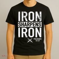 Iron Sharpens Iron Proverbs 27:17 Christian T-Shirt thumb 3