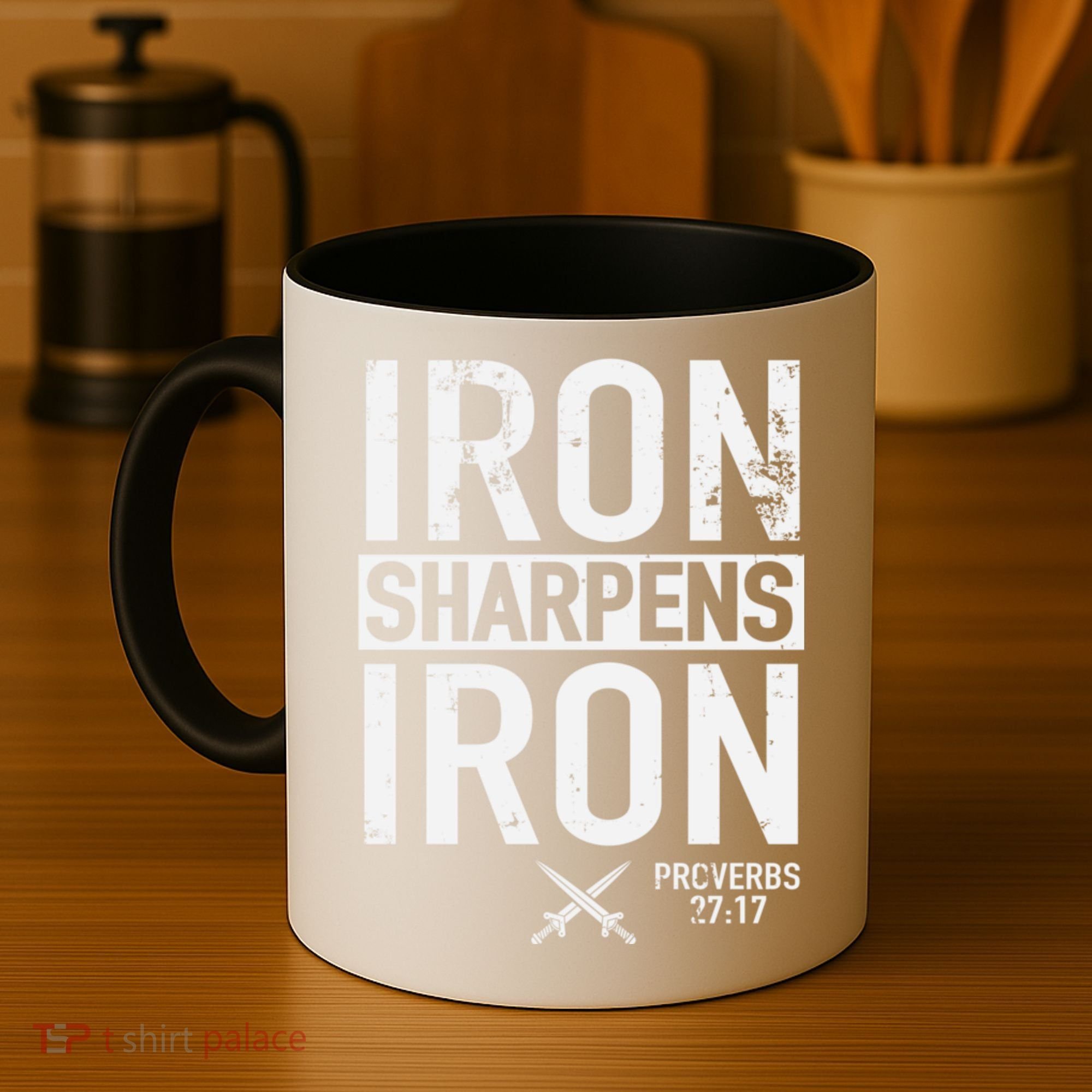 Iron Sharpens Iron Proverbs 27:17 Christian Coffee Mug