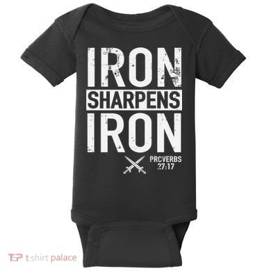 Iron Sharpens Iron Proverbs 27:17 Christian Baby Bodysuit