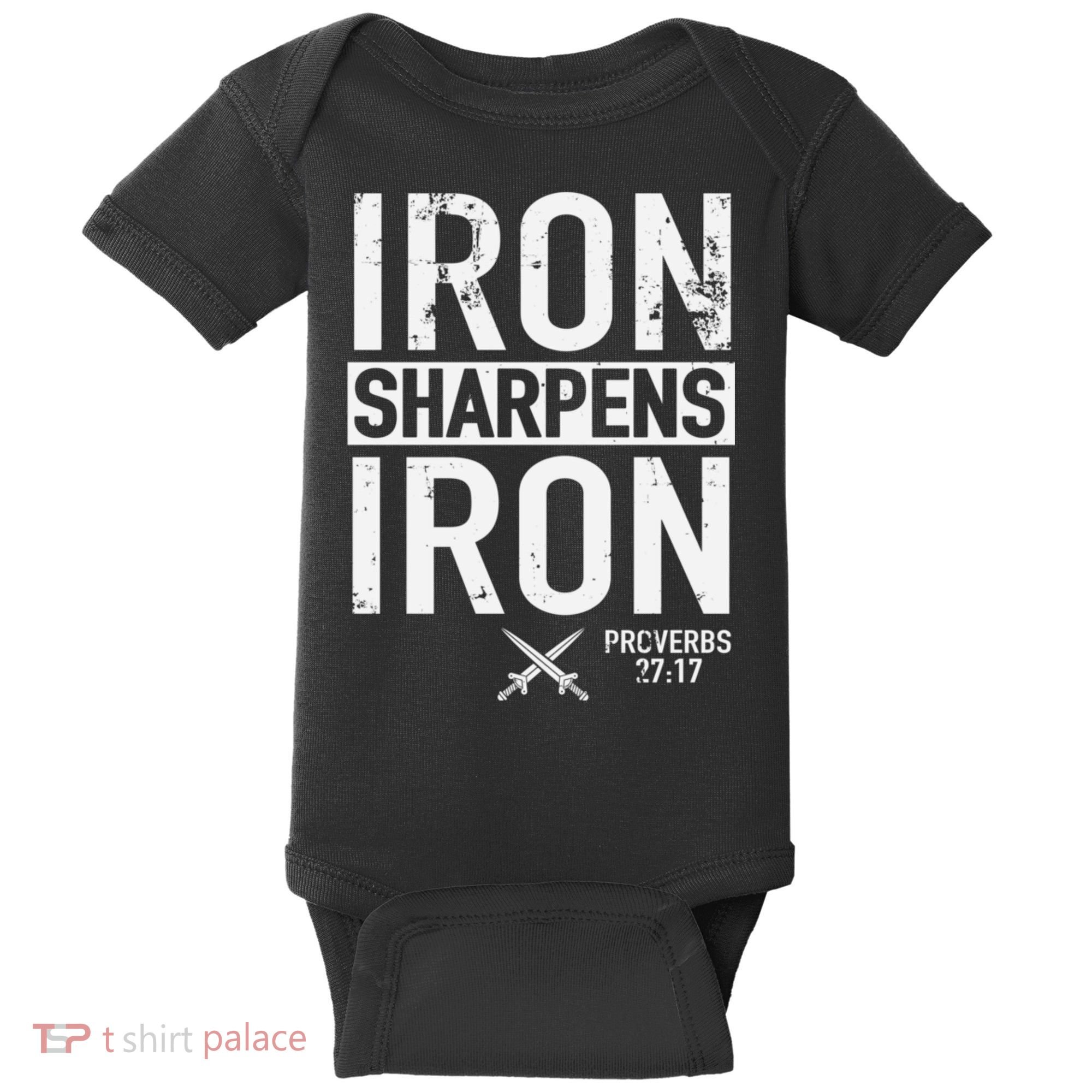 Iron Sharpens Iron Proverbs 27:17 Christian Baby Bodysuit