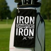 Iron Sharpens Iron Proverbs 27:17 Christian Golf Towel thumb 2