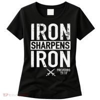 Iron Sharpens Iron Proverbs 27:17 Christian Women's T-Shirt thumb 0