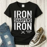 Iron Sharpens Iron Proverbs 27:17 Christian Women's T-Shirt thumb 3