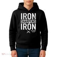 Iron Sharpens Iron Proverbs 27:17 Christian Kids Hoodie thumb 4