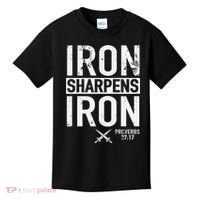Iron Sharpens Iron Proverbs 27:17 Christian Kids T-Shirt thumb 0