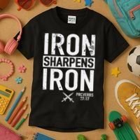 Iron Sharpens Iron Proverbs 27:17 Christian Kids T-Shirt thumb 3