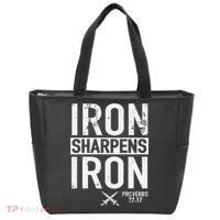 Iron Sharpens Iron Proverbs 27:17 Christian Tote Bag thumb 0