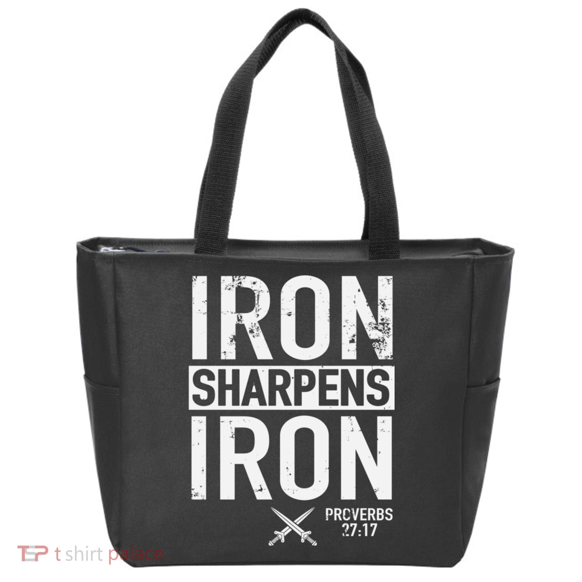 Iron Sharpens Iron Proverbs 27:17 Christian Tote Bag