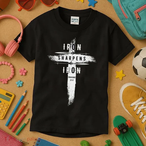 Iron Sharpens Iron Proverbs 2717 Christian Kids T-Shirt