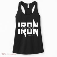 Iron Sharpens Iron Bible Jesus Faith Religious Christian Women's Tank Top thumb 0