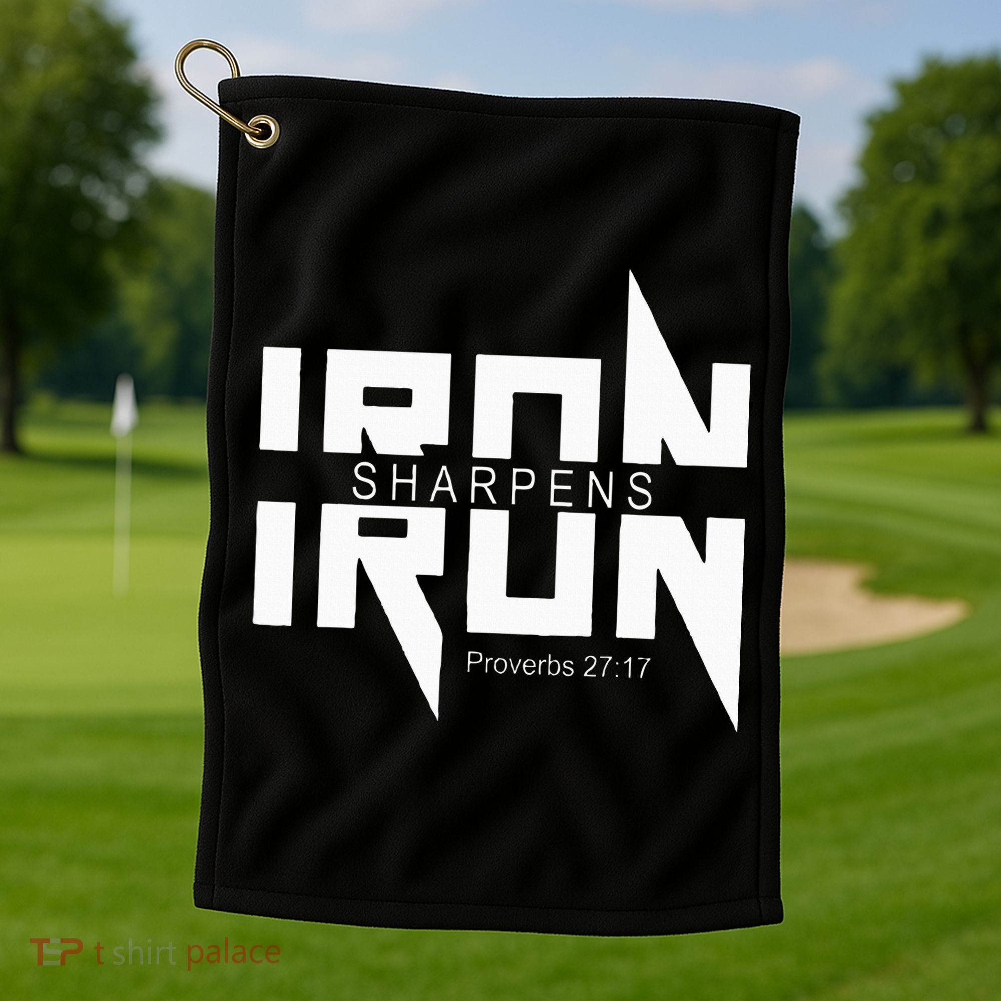 Iron Sharpens Iron Bible Jesus Faith Religious Christian Golf Towel