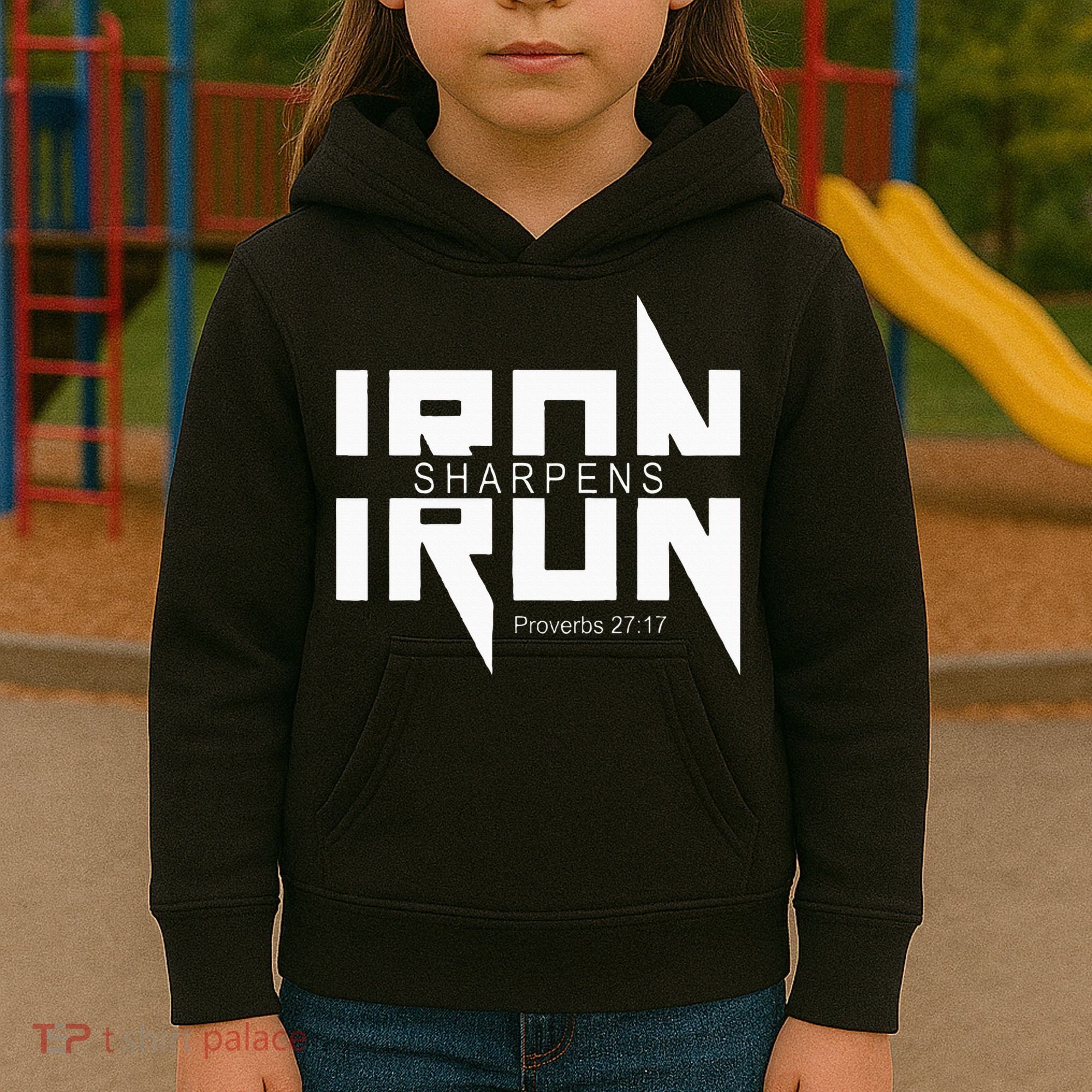 Iron Sharpens Iron Bible Jesus Faith Religious Christian Kids Hoodie