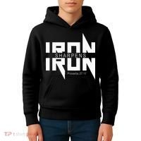 Iron Sharpens Iron Bible Jesus Faith Religious Christian Kids Hoodie thumb 4