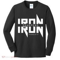 Iron Sharpens Iron Bible Jesus Faith Religious Christian Kids Long Sleeve Shirt thumb 0
