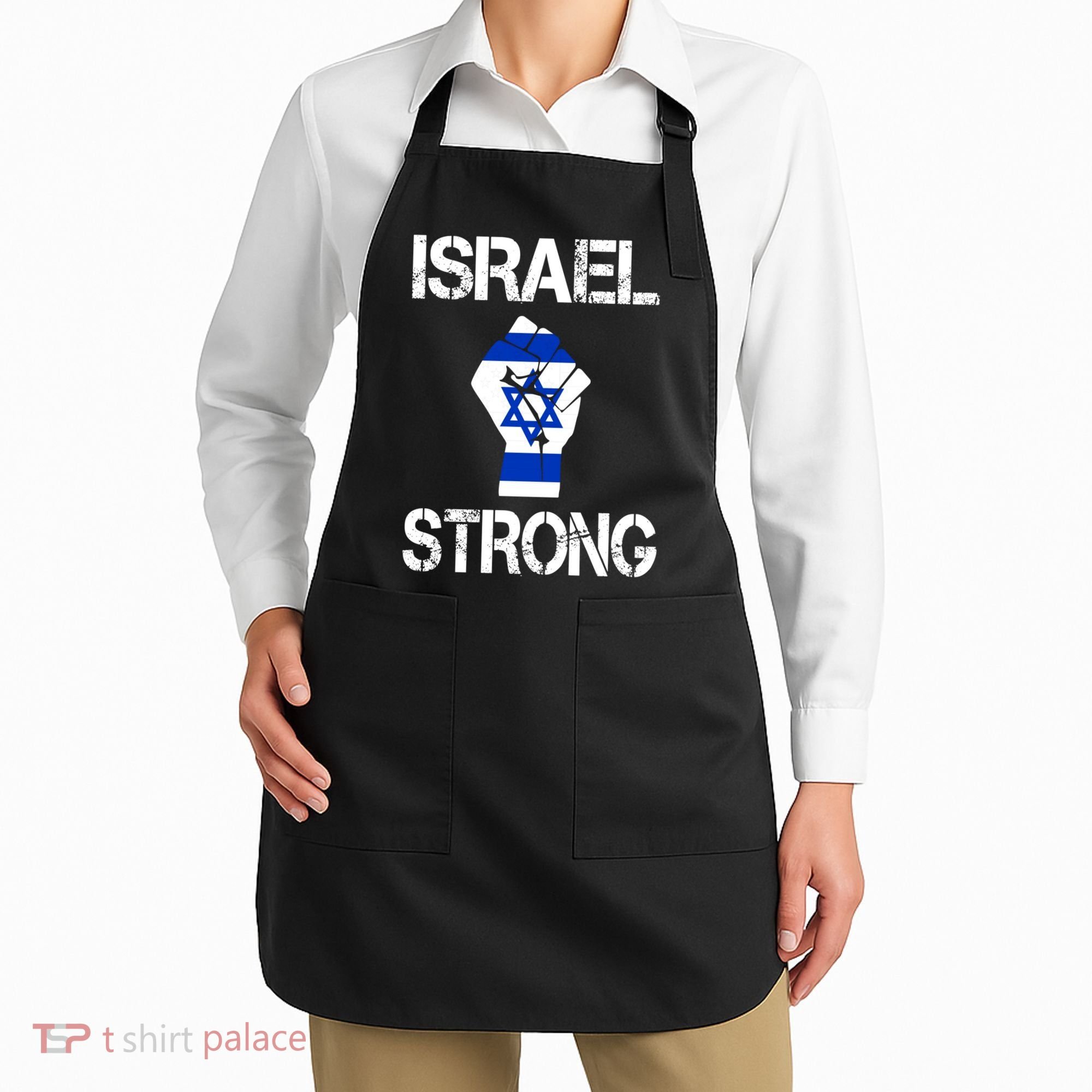 Israel Strong I Stand With Israel Israeli Flag Support Apron