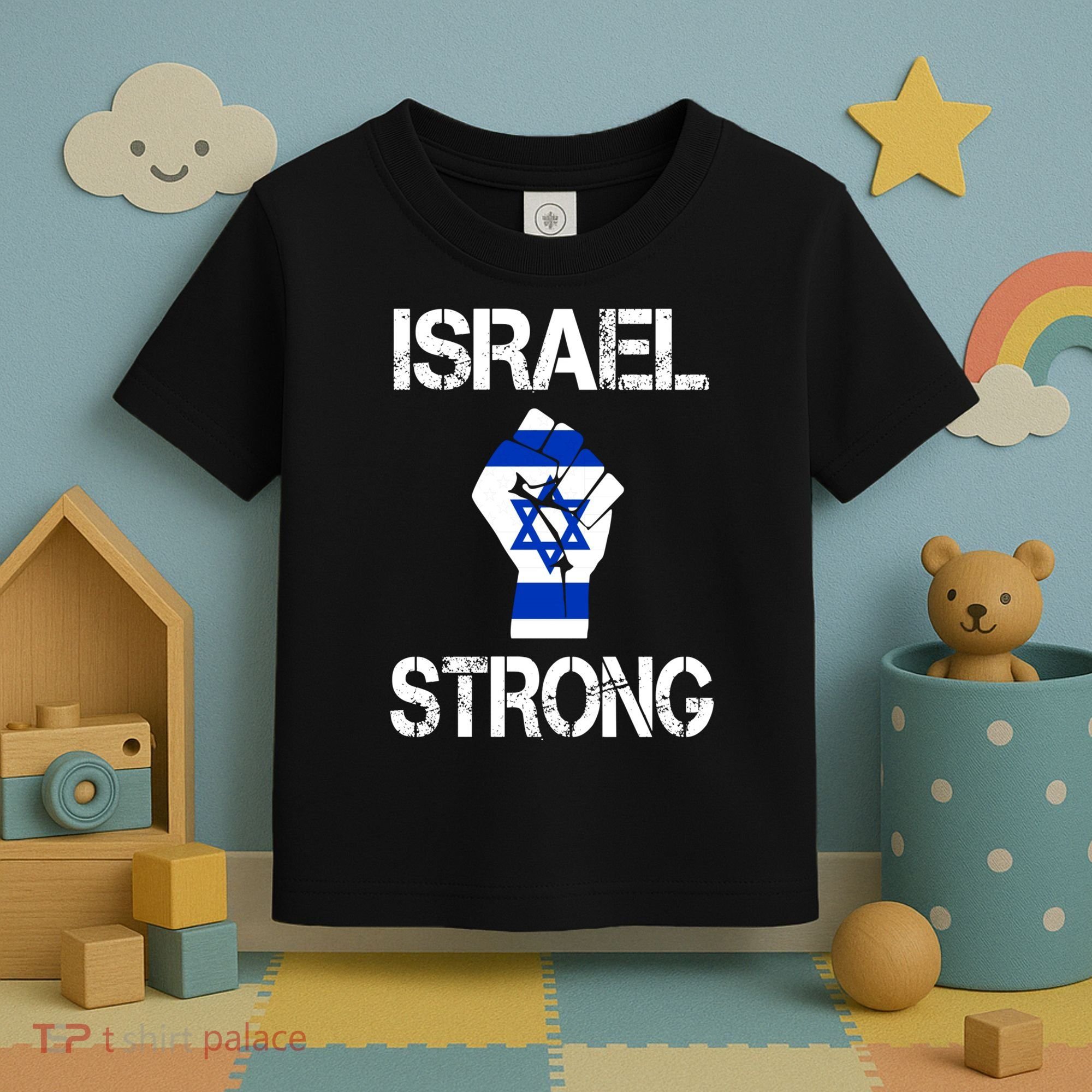 Israel Strong I Stand With Israel Israeli Flag Support Toddler T-Shirt