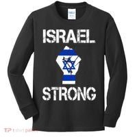 Israel Strong I Stand With Israel Israeli Flag Support Kids Long Sleeve Shirt thumb 0