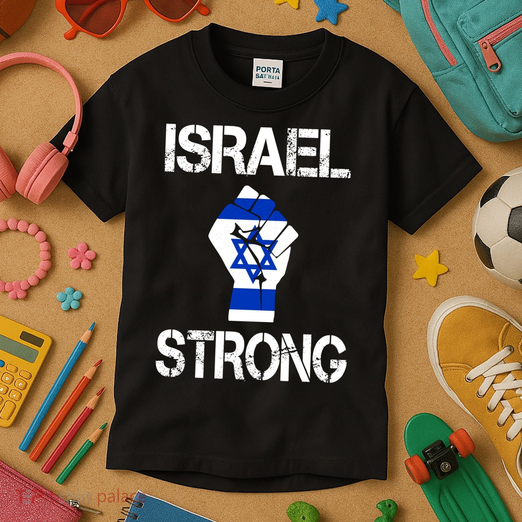 Israel Strong I Stand With Israel Israeli Flag Support Kids T-Shirt