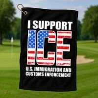 I Support ICE US Immigration And Customs Enforcement Golf Towel thumb 1