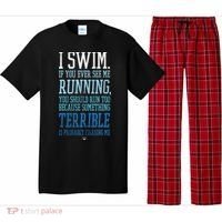 I Swim If You Ever See Me Running Funny Swimmer Pajama Set thumb 0