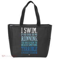 I Swim If You Ever See Me Running Funny Swimmer Tote Bag thumb 0