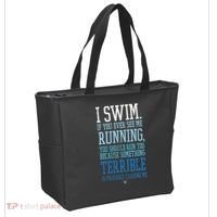 I Swim If You Ever See Me Running Funny Swimmer Tote Bag thumb 2
