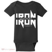 Iron Sharpens Iron Bible Jesus Faith Religious Christian Baby Bodysuit thumb 0