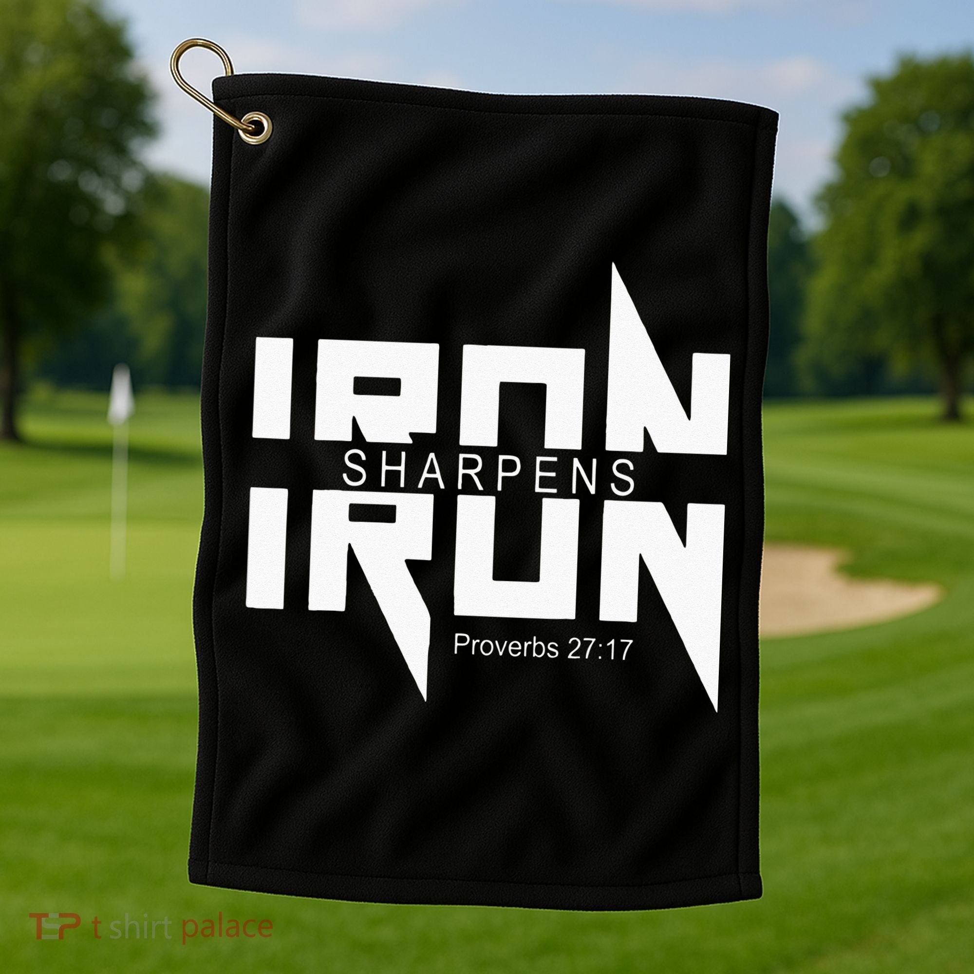 Iron Sharpens Iron Bible Jesus Faith Religious Christian Golf Towel