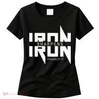 Iron Sharpens Iron Bible Jesus Faith Religious Christian Women's T-Shirt thumb 0