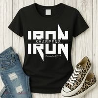 Iron Sharpens Iron Bible Jesus Faith Religious Christian Women's T-Shirt thumb 3