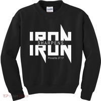 Iron Sharpens Iron Bible Jesus Faith Religious Christian Kids Sweatshirt thumb 0