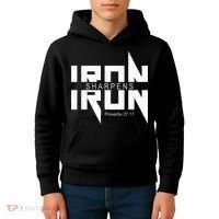 Iron Sharpens Iron Bible Jesus Faith Religious Christian Kids Hoodie thumb 4