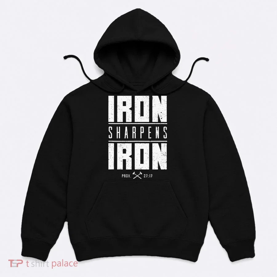 Iron Sharpens Iron Christian Men Bible Scripture Gym Workout Hoodie