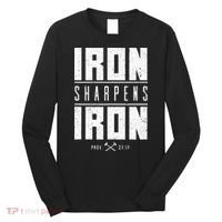 Iron Sharpens Iron Christian Men Bible Scripture Gym Workout Long Sleeve Shirt thumb 0