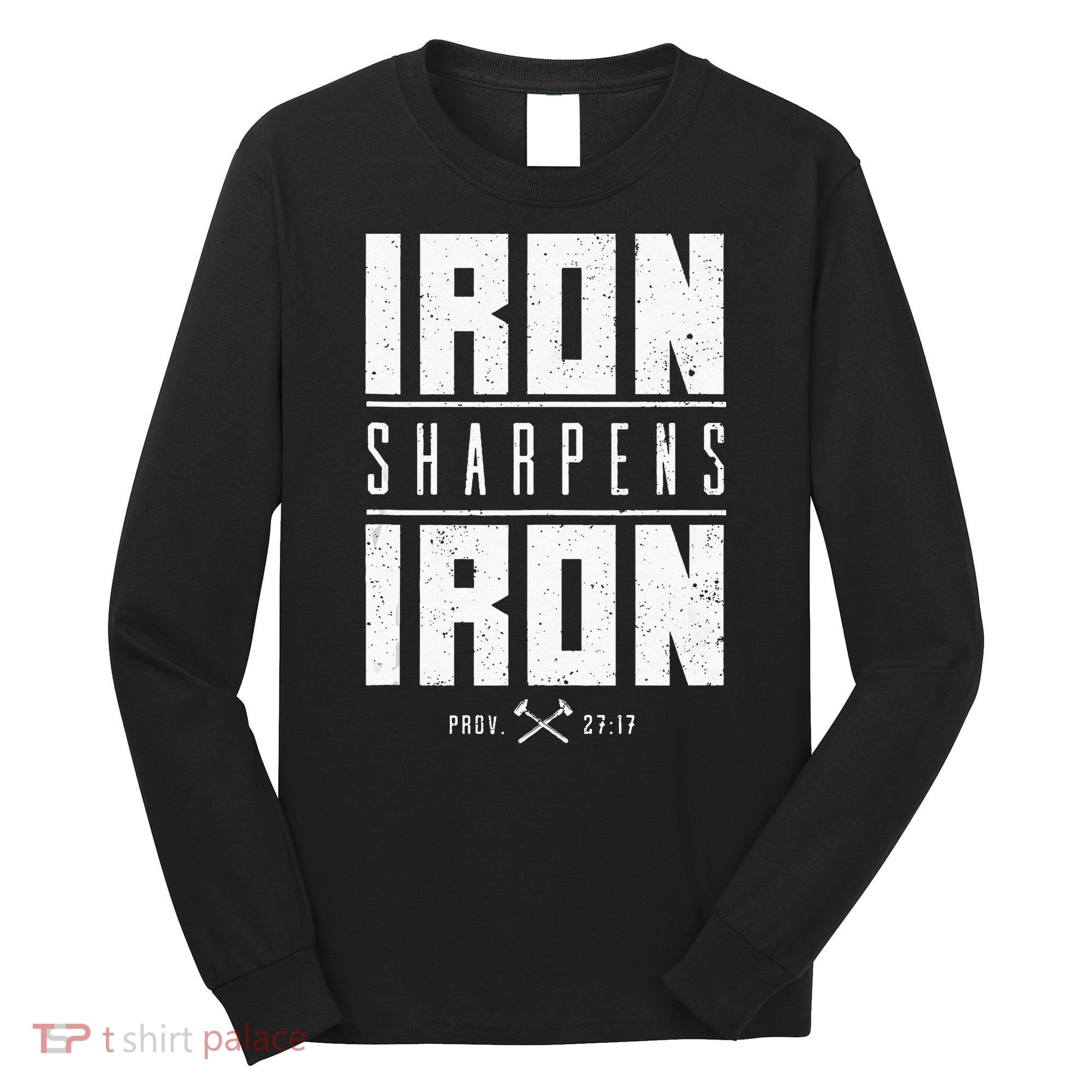 Iron Sharpens Iron Christian Men Bible Scripture Gym Workout Long Sleeve Shirt