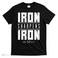 Iron Sharpens Iron Christian Men Bible Scripture Gym Workout T-Shirt thumb 0