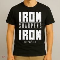 Iron Sharpens Iron Christian Men Bible Scripture Gym Workout T-Shirt thumb 3