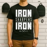 Iron Sharpens Iron Christian Men Bible Scripture Gym Workout T-Shirt thumb 6