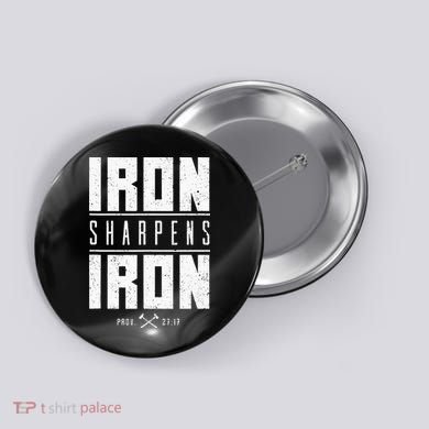 Iron Sharpens Iron Christian Men Bible Scripture Gym Workout Button
