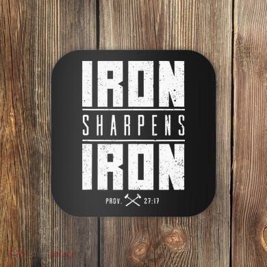 Iron Sharpens Iron Christian Men Bible Scripture Gym Workout Coaster