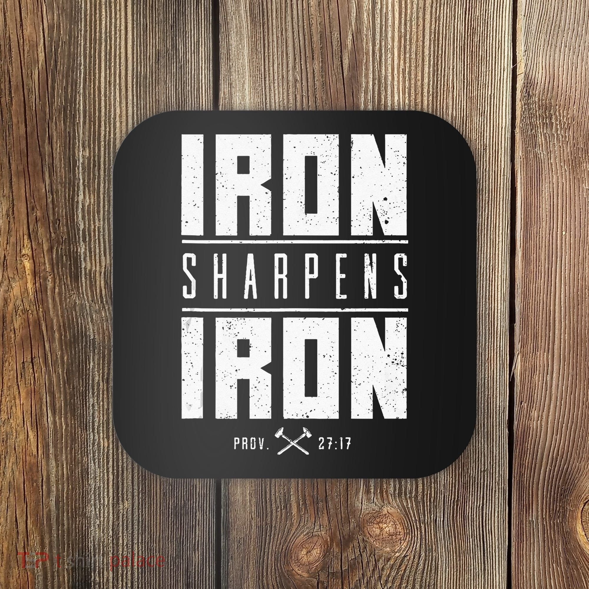 Iron Sharpens Iron Christian Men Bible Scripture Gym Workout Coaster