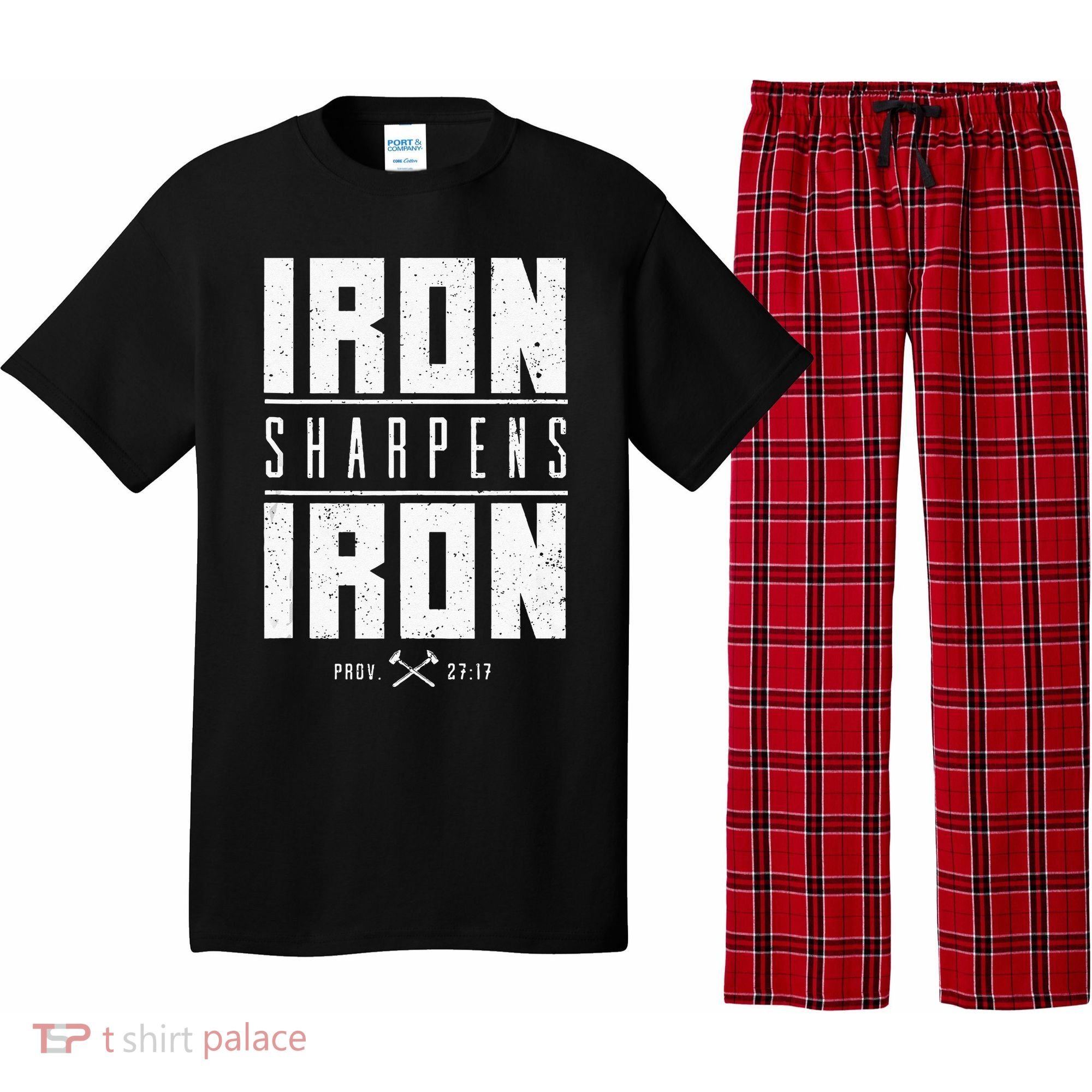 Iron Sharpens Iron Christian Men Bible Scripture Gym Workout Pajama Set