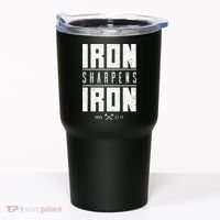 Iron Sharpens Iron Christian Men Bible Scripture Gym Workout Tumbler thumb 0